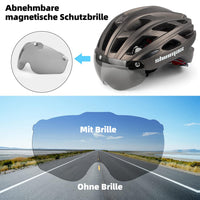 1 x RAW Customer Returns Shinmax Bicycle Helmet Men Women Bicycle Helmets with Visor Removable Goggles MTB Helmet with LED Rear Light for Adults Cycling Helmet Breathable Adjustable Safety Protection Road Bike Helmet NR-096 - RRP €43.4