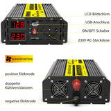 1 x RAW Customer Returns 1500W 3000W pure sine wave inverter 12V to 230V pure sine wave voltage converter, for motorhome, truck, with built-in 5V 2.1A USB charging ports car converter 12 V - RRP €165.36