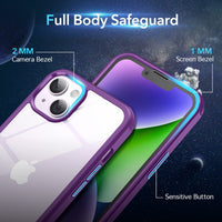 1 x Brand New DASFOND case for iPhone 13 mobile phone case with integrated screen protector case all-round protection outdoor 360 degree protective cover transparent shockproof bumper rugged full body anti-scratch, purple - RRP €17.14