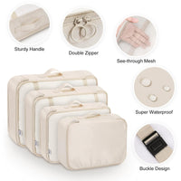 1 x RAW Customer Returns MURISE 8 Pieces Packing Cubes, Suitcase Organizer, Suitcase Organizer for Holidays and Travel, Suitcase Organizer Set, Travel Useful Accessories - Beige - RRP €23.18