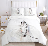 1 x RAW Customer Returns JEFFEL horse bed linen set 135x200 cm, children s bed linen, horse motif 3D animal motif, microfiber, very soft, children s bed linen set with duvet cover and pillowcase horse-5, 135 x 200 cm  - RRP €28.24