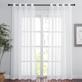 1 x RAW Customer Returns PONY DANCE Voile Curtains White Transparent 2 Pieces Curtains Living Room Linen Look Curtain Translucent Curtains with Eyelets, H 220 x W 140 cm, White - RRP €24.95