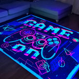 1 x RAW Customer Returns HOLAVIDA Neon Game Rugs Area, 3D Black Light UV Reactive Game Controller Carpet, Non-Slip Fluorescent Floor Mat, Glow in the Dark Play Mat for Kids Playroom 180x120cm - RRP €70.18