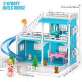 1 x Brand New Doloowee Dollhouse, 2 Floor Dolls Playhouse, Girls DIY House with Accessories and Dolls, Gift for Children Ages 3 and Up - RRP €30.24