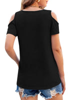 1 x RAW Customer Returns DUOEASE women s t-shirt summer short sleeve black tunic V neck tops M - RRP €19.89