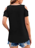 1 x RAW Customer Returns DUOEASE women s t-shirt summer short sleeve black tunic V neck tops M - RRP €19.89