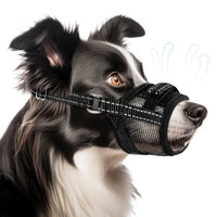 1 x Brand New SlowTon muzzle medium dogs, breathable soft air mesh muzzle dog, adjustable reflective muzzles for dogs with connecting strap prevents biting chewing - RRP €7.01