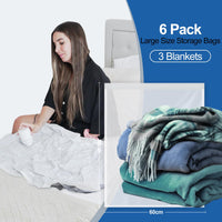 1 x RAW Customer Returns 6 Pack Large Vacuum Storage Bags 80 x 60cm Reusable Compression Space Saver Bags for Clothes, Mattress, Blankets, Duvets, Pillows, Quilts, Travel Pump Not Included  - RRP €18.99