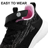 1 x RAW Customer Returns Gaatpot trainers for girls, sports shoes, running shoes, indoor shoes, children s breathable outdoor leisure Velcro shoes, black and pink, 28 EU - RRP €24.29