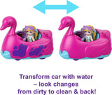 2 x Brand New Polly Pocket Pollyville Pink Flamingo Car Wash Set with 2 mini-figures, a color-changing car and accessories for playing in the water, Children s Toy, Ages 4 and up, HHJ05 - RRP €38.4