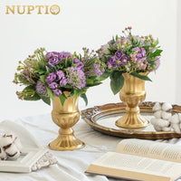 1 x RAW Customer Returns NUPTIO 2 Pack Floral Metal Urn Planter Elegant Wedding Centerpieces Vase for Wedding Party Decoration, 16cm Tall Trumpet Vase Flower Holder for Anniversary Celebration - RRP €19.98