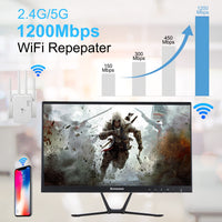 1 x RAW Customer Returns WLAN Repeater WLAN Amplifier 1200Mbit s Dual Band 2.4GHz 5GHz WiFi Booster with Repeater Router Access Point Mode, 4 Antennas, Easy Setup, WiFi Range Extender With LAN WAN Port - RRP €30.24