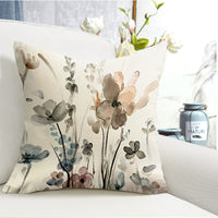 1 x RAW Customer Returns YCOLL flowers cushion cover 40x40 set of 4 cushion covers linen sofa cushions modern abstract flowers watercolor painting decorative pillows for sofa bedroom couch outdoor cushion covers 40x40 A090 - RRP €17.99