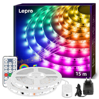 1 x RAW Customer Returns Lepro 15M RGB Music LED Strip, MagicColor Light Strip, Music Light Strip with Remote Control, IP65 Waterproof Dreamcolor LED Strip, Color Changing Light String, Strip Light for Christmas Party Decoration - RRP €42.4