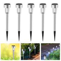 2 x RAW Customer Returns LEDGLE Solar Lamp 5 LED Lights Outdoor Waterproof Stainless Steel Landscape Pathway Lights for Patio, Lawn, Garden, Hallway, Terrace Energy Class A  - RRP €45.68