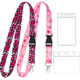 1 x RAW Customer Returns Zonon 2 Sets Cute Neck Strap with Card Holder Pink Heart Pattern Lanyard Key Strap and Waterproof Transparent PVC ID Card Holder for ID Office School Accessories Travel Heart Style  - RRP €7.99