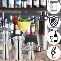 3 x RAW Customer Returns RUIJIE 3 Pieces Double Stainless Steel Cocktail Measuring Cup 15ml,30ml,50ml,70ml Cocktail Measuring Cup with 4 Cocktail Pourer Cap and 2 Cleaning Brush for Bar, Wine, Drinks Bartender - RRP €39.54