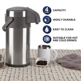 1 x RAW Customer Returns Olerd 4.0 liter pump jug thermos flask coffee dispenser, stainless steel double-walled pump vacuum insulated jug with pump mechanism, coffee carafe, jug for 24 cups silver  - RRP €59.0