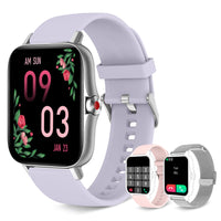 1 x RAW Customer Returns Iaret Smartwatch Woman Bluetooth Call and Handsfree Answer, Smart Watch with SpO2 Heart Rate Monitor, Fitness Watch 8 Sports Modes WhatsApp Message Notifications for Android iOS Matte Silver - RRP €49.99