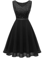 1 x RAW Customer Returns Dressystar Women s Sequin Cocktail Dress V-Neck Youth Consecration Dresses Glitter Festive Graduation Dress Party Dress Black L - RRP €52.43