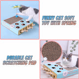 5 x RAW Customer Returns Cat Scratching Board, Corrugated Cardboard Scratching Post with Whack a Mole, Interactive Cat Toy with Funny Cat Stick, Wear-Resistant Cat Scratcher, Cat Toy 3 in 1 Blue  - RRP €129.95