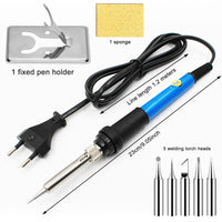 1 x RAW Customer Returns Soldering iron set, Molbory 60W 220V soldering iron with temperature adjustable switch 200-450 , soldering iron kit soldering set, 5 soldering iron tips, soldering iron for electrical engineering repairs - RRP €11.32