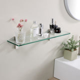 1 x RAW Customer Returns KES Glass Bathroom Shelf 50 cm Tempered Glass Shelf 8mm Glass Shelves Bathroom Shelf Glass Support with Brushed Finish, BGS3201-2 - RRP €36.18