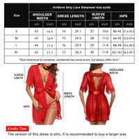 1 x RAW Customer Returns SEDEX Lingerie Dressing Gowns Women s Underwear Nightdress Lace V-Neck Open Underwear Set Pajamas Dress Bathrobes Red XL ., Red, XL - RRP €27.6