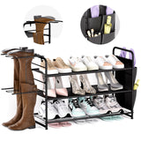 1 x RAW Customer Returns CLESOO Metal Shoe Rack 3 Levels Space Saving Shoe Storage Shoe Cabinet with Storage Bag Boot Holder, Shoe Organizer for 9-14 Pairs, Stackable Shoe Rack for Hallway Cloakroom Entrance Area - RRP €34.4