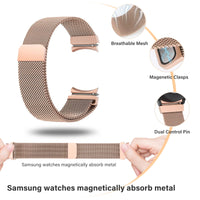 1 x RAW Customer Returns MATCHEASY Pack of 2 metal bracelets compatible with Samsung Galaxy Watch 4 5 6 40mm 44mm Watch 5 Pro 45mm, Watch 4 6 Classic 47mm 43mm 42mm 46mm, gap stainless steel mesh solo loop band for women men - RRP €16.99