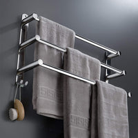 1 x RAW Customer Returns Towel holder extendable 43-78CM stainless steel no drilling towel rail wall shelf suitable for bathroom kitchen bath towel holder silver 3-layer  - RRP €32.06