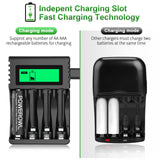 1 x RAW Customer Returns POWEROWL AA Rechargeable Batteries with Charger, 8 Pieces 2800mAh High Capacity NiMH and LCD, Independent Slot USB Fast Charging - RRP €25.99