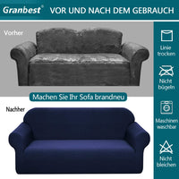 1 x RAW Customer Returns Granbest Stretch Waterproof Sofa Cover 1 Piece Sofa Cover Spandex Jacquard Elastic Couch Cover with Anti-Slip Foam 2 Seater, Dark Blue  - RRP €39.99