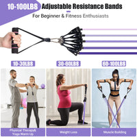 1 x RAW Customer Returns Resistance Bands Resistance Bands Set, 5 Fitness Bands Expander Tube Bands, Fitness Band with Large Handle Ankle Strap Door Anchor Attachment Carry Bag, Ideal for Pilates Strength Training Physiotherapy - RRP €30.1