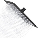 1 x RAW Customer Returns Large Black Rain Shower Head, 40x40cm Rainfall Shower Head, Rectangular, A2 Stainless Steel, with 324 Silicone Nozzles for Drenky Shower Accessories - RRP €59.99