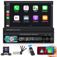 1 x RAW Customer Returns Hikity Carplay Car Radio with Screen 7 Inch Extendable Touch Display Car Radio Bluetooth Handsfree 1 Din Touchscreen Car Radio FM USB MP5 Mirror Link Car Radio with Rear View Camera - RRP €153.97