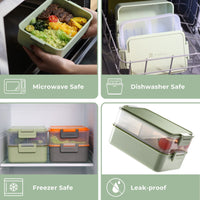 1 x RAW Customer Returns linoroso Lunch Box Adult Lunch Box with 3 Compartments Bento Box with Sauce Container and Crockery Lunch Box for Microwave and Dishwasher Plastic BPA-Free As Breakfast Box Salad Box - Mint Green - RRP €30.2