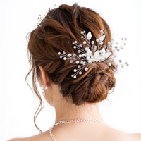 2 x Brand New Bridal Wedding Hair Comb Leaf Side Comb Pearl Flower Hair Combs Rhinestone Bridal Jewelry Hairpins Crystal Headpiece Hair Accessories Hairpieces for Bride Women and Girls Silver  - RRP €14.02