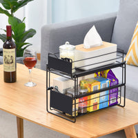 1 x RAW Customer Returns APEXCHASER 2 Tier Kitchen Cabinet Organizer, Base Cabinet Shelf, Drawer Storage Organizer, Drawer Shelf, Under the Sink Shelf for Kitchen, Bathroom, Office, Cupboard Black - RRP €14.48