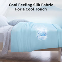 1 x RAW Customer Returns Summer blanket 200x230 cm, cooling duvets with cool feeling silk fiber, cooling blanket for sleeping, light summer duvet, soft and breathable summer blanket for night sweats and hot sleepers, blue - RRP €32.19