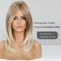 1 x RAW Customer Returns HAIRCUBE Long Blonde Wigs for Women Synthetic Hair Wig with Bangs - RRP €30.37