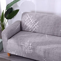 1 x Brand New Carvapet Elastic Sofa Cover Sofa Slipcover Printed Pattern Couch Cover Sofa Couch Throw Gray Pattern, 4 Seater  - RRP €41.64