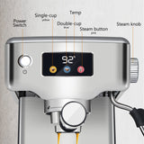 1 x RAW Customer Returns Homtone Touchscreen Espresso Machine Portafilter Machine 20 Bar, Stainless Steel Semi-Automatic Coffee Machine with Milk Frother for Cappuccino, 1350W, 1.8 Liter Water Tank - RRP €109.14