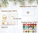 3 x Brand New Tuluto Pack of 16 Christmas cards with 16 envelopes and 24 stickers set, Christmas postcards, Merry Christmas, personalized gifts for the family, the most beautiful Christmas greetings - RRP €50.4