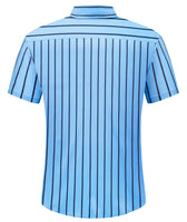 1 x RAW Customer Returns JACKETOWN Shirt Men s Short Sleeve Striped Shirt Men s Summer Casual Regular Fit Casual Shirt Men s Short Sleeves Light Blue L - RRP €28.27