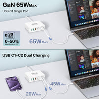 1 x RAW Customer Returns USB C charger, total 185W 7 port GAN USB C multiple charger, USB power supply charging station compatible with MacBook Pro Air, iPhone 12 13 14 15, Samsung S23 22 - RRP €41.34