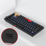 1 x RAW Customer Returns SOLIDEE Hot-Swappable 75 Wired Mechanical Gaming Keyboard, RGB Backlit Keyboard with Red Switch, TKL 82 Keys, NKRO Compact Keyboard with Volume Control Knob Blue Samurai  - RRP €64.59