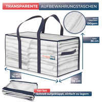 1 x RAW Customer Returns WRAPPYBAG in a pack of 4 large storage bags made of transparent plastic - XXL bag for moving travel - stable, thick waterproof with reinforced handles - for clothes bedding - 75x36x38cm - RRP €37.99