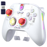 1 x RAW Customer Returns EasySMX X15 Controller PC, PC Controller Wireless with 7 RGB Lights, Gaming Controller PC with Hall Joystick Trigger, Bluetooth Controller Compatible with PC Switch Mobile Phone Tablet-White - RRP €36.99