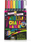 1 x RAW Customer Returns Chalky Crown - Chalk Pens for Blackboards Washable - For Blackboards, Signs, Windows, Glass - Reversible Tip Pack of 8 - Multi-Colour, 6 mm - RRP €10.09